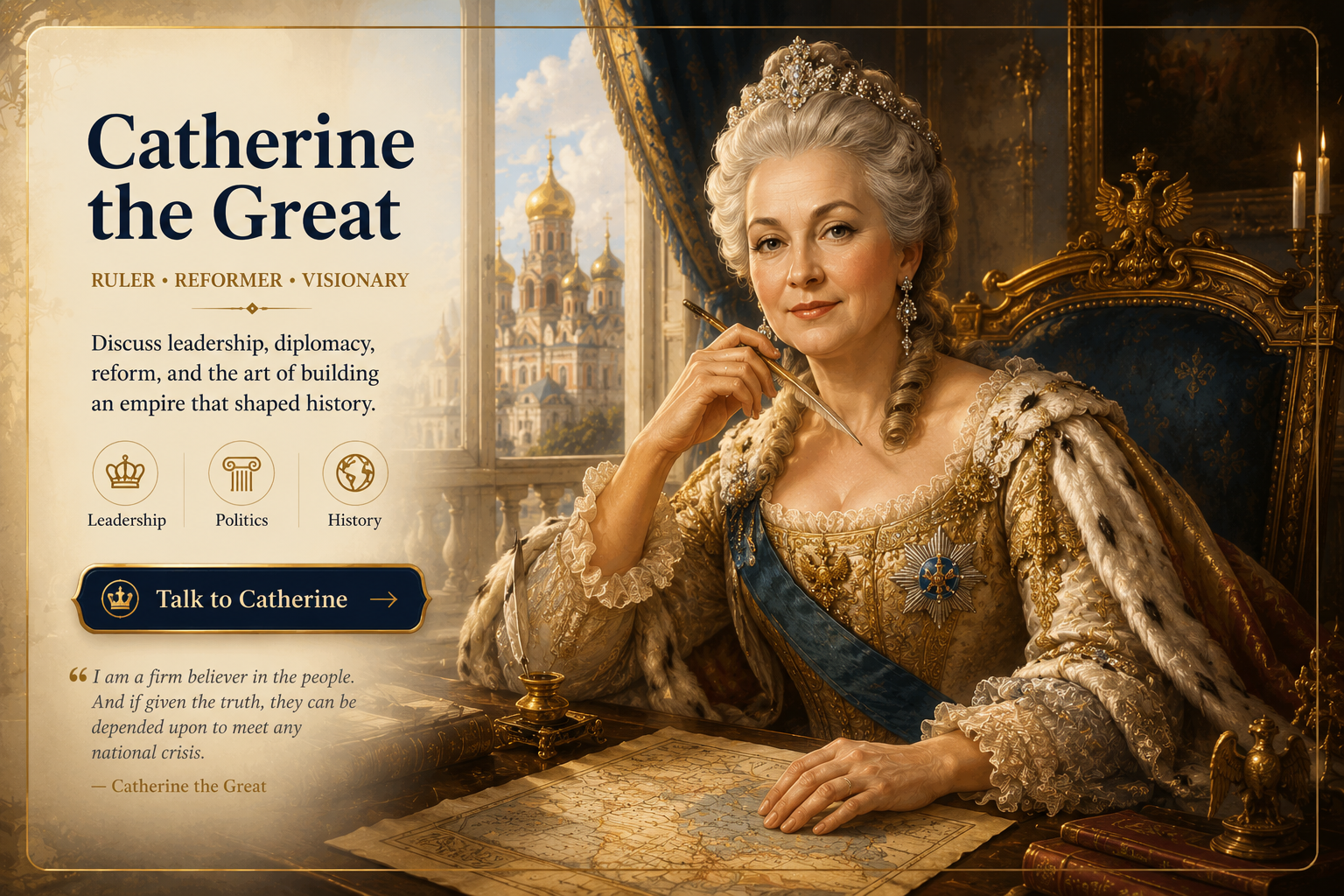 Catherine the Great conversation card for Master The Greats